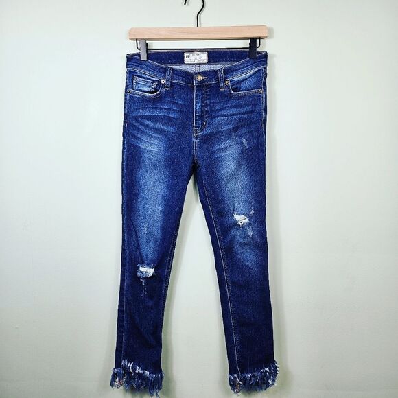 Free People Great Heights Frayed Skinny Jeans – Medium Blue Wash 27 - Picture 1 of 10